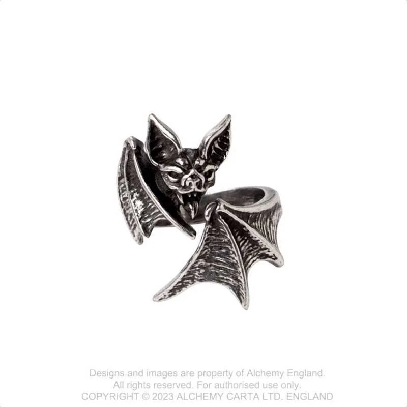 Anello Alchemy Gothic Nighthawk R246 a Pipistrello in Peltro adattabile - Immagine 1 di 1
