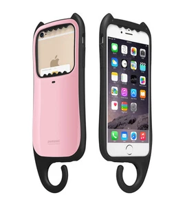 myCat iPhone 6 6s Plus 5.5” Protector Cover Case Card Pocket Hanger KOREA - Pink - Picture 1 of 12