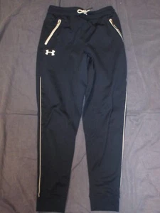 Boys JOGGERS Athletic Pants by UNDER ARMOUR - Youth Large Navy Blue ZIP Pockets - Picture 1 of 2