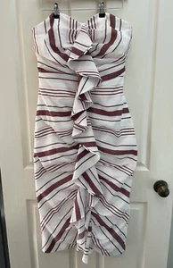 C/MEO Collective Strapless Dress Sz L White Striped Races Cocktail Wedding NICE - Picture 1 of 20