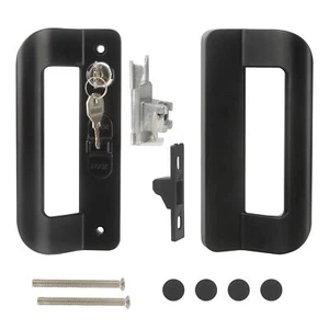 Sliding Patio Door Handle Set Black 5-5/8" Hole Spacing Mortise Lock & Key Use - Picture 1 of 7