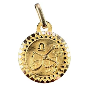 Französische Waage Sternzeichen Sternzeichen 18K Gelbgold Perroud Charm Anhänger - Bild 1 von 14