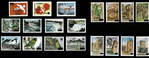 Zambia 2003 - African Nature Surcharged - Set of 19 Stamps Scott #1003-21 - MNH Cover