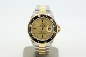 2008 Rolex Submariner 16613T Champagne Serti Dial 18k/Steel Men's Wristwatch - Picture 1 of 10
