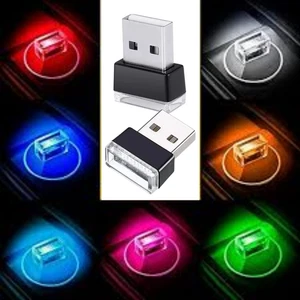 COLOR MINI USB LED CAR LIGHT INTERIOR MOOD NEON NIGHTS ATMOSPHERE AMBIENT LAMP - Picture 1 of 14