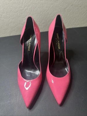 Saint Laurent Pink Patent Leather Pointed Toe Pumps Size 38 - Image 1 of 4