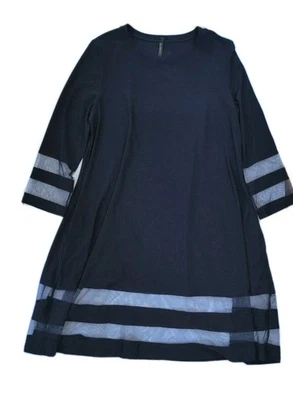Vestido túnica IC CONNIE K COLLECTION elástico con ribete de malla transparente azul marino - pequeño - nuevo Foto 1 de 4