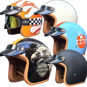 Casque de moto ouvert vintage, retro, vespa, jet - lunettes, cuir - Imagen 1 de 25