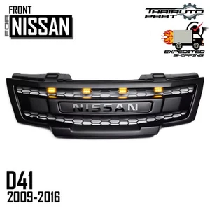 GRILLE FRONT BLACK RED LOGO LED YELLOW FOR NISSAN NAVARA FRONTIER D40 2005-2013 - Picture 1 of 12
