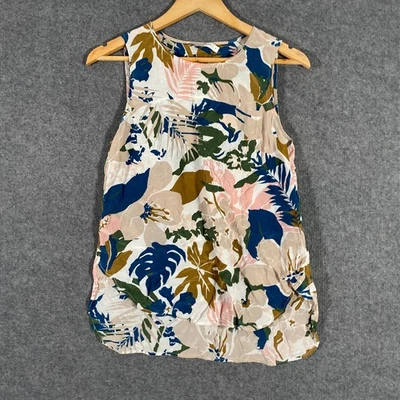 Sportscraft Top Womens 10 Blue Beige Silk Cami Camisole Shirt Office Career City - image 1 of 4