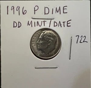 1996 ROOSEVELT DIME OBVERSE -DD MINT & DATE ERROR - Picture 1 of 1