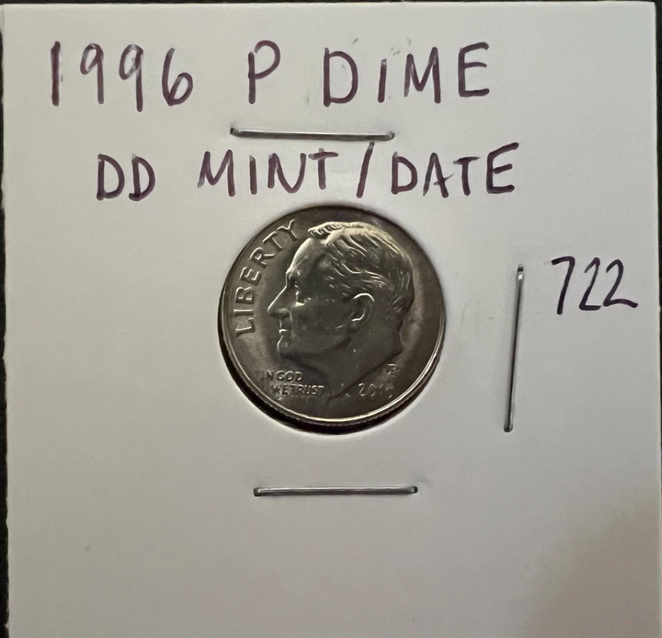 1996 ROOSEVELT DIME OBVERSE -DD MINT & DATE ERROR - Image 1 of 1