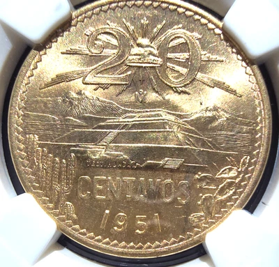 1951 Mexico 20 Centavo NGC UNC DETAILS KM 438 (A082) - Image 1 of 4