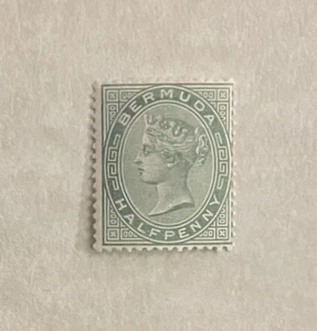 Antique Bermuda #18 QV Green Halfpenny Stamp MHOG - Picture 1 of 2