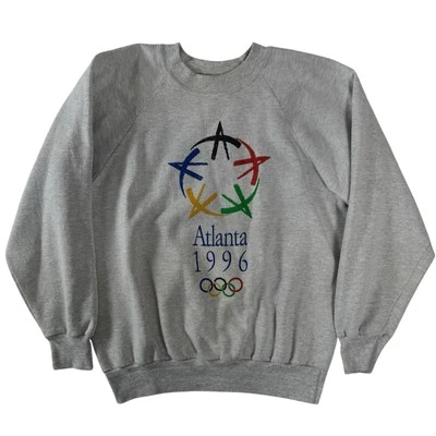 Sudadera grande vintage Oneita gris Atlanta 1996 Juegos Olímpicos manga larga cuello redondo Foto 1 de 4