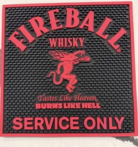 FireBall Whisky Red Devil Gummi Bar Läufer Tropfmatte 12 x 12 Zoll KOSTENLOSER VERSAND! - Bild 1 von 3