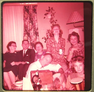 1960s 35mm Slide Family Gathering Bongos Microscope - Picture 1 of 2