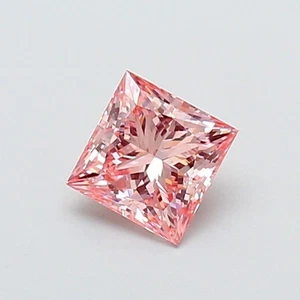 1 Ct Fancy Intense Pink Diamond Engagement Ring IGI Certified Princess Shape - Picture 1 of 4