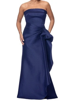 XscapeStrapless Cintura Acanalada, Vestido Sarga Satén, Talla 14, Nuevo, Azul Marino Foto 1 de 4