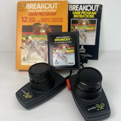Atari 2600 Atari Plus paddles & Breakout Cartridge Video game Lot tested Working - Image 1 of 4