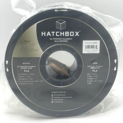 HATCHBOX PLA 1.75 mm 3D Printer Filament SILK BRONZE 1kg Spool Sealed Bag - Image 1 of 2