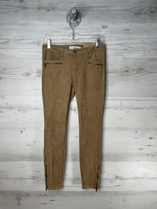 H&M L.O.G.G. Hose Damen 6 braun schmal Wildlederimitat Stretch Reißverschlusstaschen Knöchelreißverschlüsse - Bild 1 von 12
