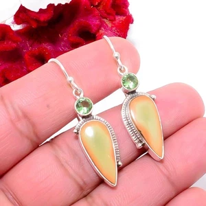 Royal Imperial Jasper - Guadalajara, Peridot 925 Sterling Silver Earring 1.72 S3 - Picture 1 of 2