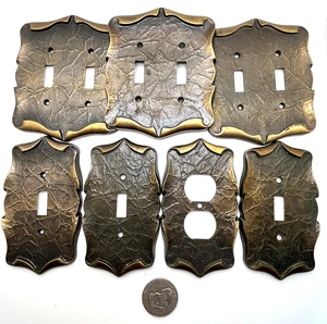 (7) Mixed Amerock Antique Brass Carriage House Light Switch Outlet Plate Covers - Picture 1 of 6