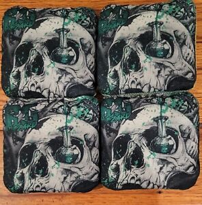 BG Wizard Cornhole bags acl stamped 2023 skull green print 