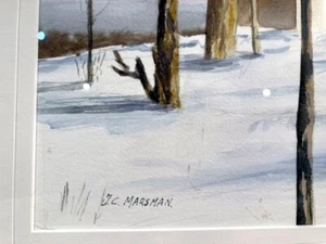 Original WATERCOLOR PAINTING Artist SIGNED Johanna J C MARSMAN Dutch CONNECTICUT - Picture 1 of 5