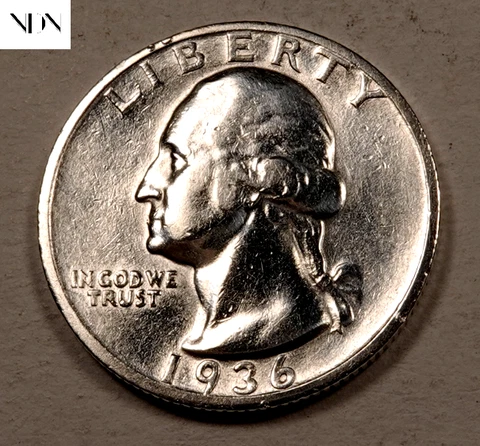 1936-D Washington Quarter - Almost Uncirculated (AU) - 90% Silver - #Q129 Cover