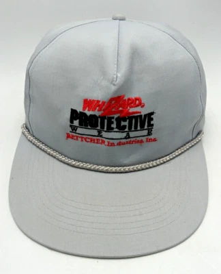 Chapéu WIZARD PROTECTION WEAR vintage cinza ajustável tampa snapback aba larga - Imagem 1 de 4