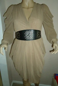 NEW LADIES FOXY MINK RUFFLE DETAIL DRESS WITH BELT SIZE 10  - Picture 1 of 4