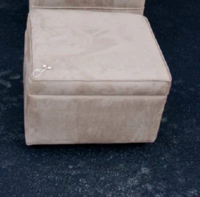 Frontgate Grandinroad Eco everyday suede saddle storage ottoman sofa foot stool - Image 1 of 4