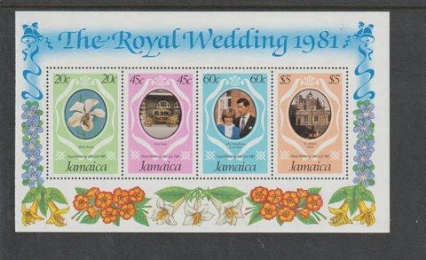 JAMAICA 1981 ROYAL WEDDING S/S FROM BOOKLET, #503b, MNH VF Cover