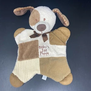 Koala Baby Babys 1st Puppy Lovey Security Blanket Tan Brown Patchwork Bean Ears - Picture 1 of 5