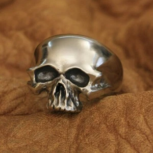 Cupronickel Skull Ring Biker Rock Punk Jewellery CP171C UK Size N½~Z4 - Picture 1 of 27