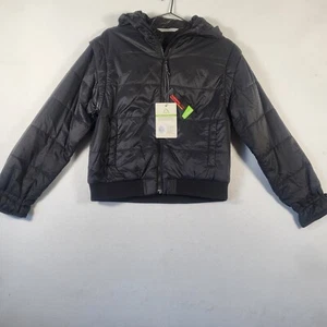 Alpine Design wandelbare Jacke Damen klein schwarz Langarm Kapuze durchgehender Reißverschluss - Bild 1 von 8