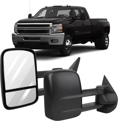Espelhos de reboque manuais para Chevy GMC 2008-2013 Silverado Sierra 1500 2500HD 3500 - Imagem 1 de 4