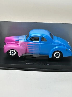 Eagle's Race 1:18 Scale 1940 Ford Deluxe Coupe with Original Box, Pink/Blue - Image 1 of 4