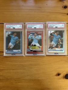 (3) 2018/19 Topps Chrome Panini Prizm UEFA Gabriel Jesus Blue Refractor PSA 10 9 - Picture 1 of 5