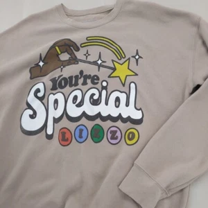 Women's Lizzo Sweatshirt Brown 2023 Tour Sasha Flute Special Crewneck - XL - Picture 1 of 6