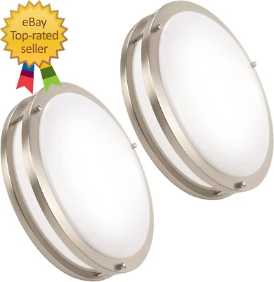 2-Pack 36W 13Inch LED Flush Mount Ceiling Light Fixture Dimmable Brushed Nickel, - Image 1 of 4