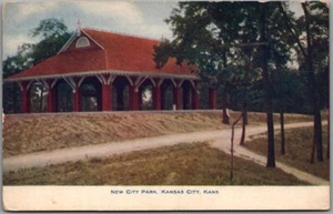 1900 Kansas City, Kansas Postal "New City Park" Pabellón Picnic Área Vista - Imagen 1 de 2