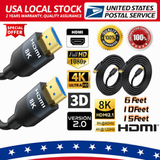 6-15FT 8K 4K HDMI Cable UHD Ultra HD HDTV 3D 2160P HDR 48gbps 18Gbps Dolby HDCP