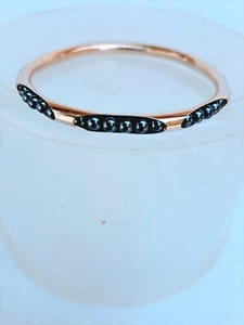 Vintage Costume Fashion Jewelry Bangle Bracelet w/Blue Rhinestones 2 1/2" - Picture 1 of 2
