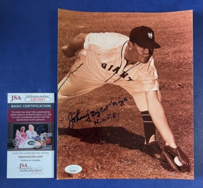 Johnny "Big Cat" Mize H.O.F. 81 Signed 8x10 Photo JSA COA AH15693 - Image 1 of 2