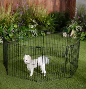 Dog & Small Pet Wire Exercise Pen with Step-Through Door, Black, 24-in - Picture 1 of 4