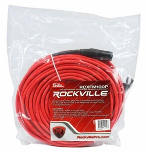 Rockville RCXFM100P-R Red 100' Female to Male REAN XLR Mic/Speaker Cable - Picture 1 of 2