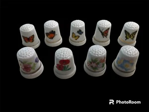 Konvolut 9 Porzellan Fingerhüte Schmetterling und Blumen Vintage - Bild 1 von 10